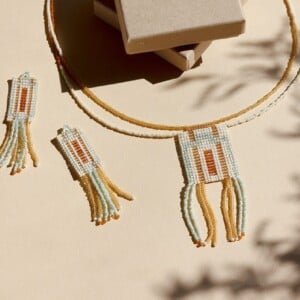Mint Mélange | Handgeweven Kralen Ketting & Oorbellen Set