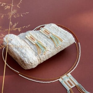 Mint Mélange | Handgeweven Kralen Ketting & Oorbellen Set