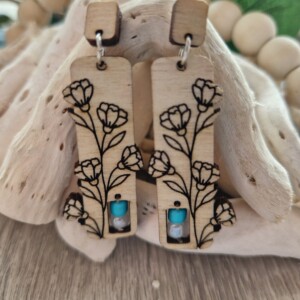Oorbellen met bloemmotief met een spark of turquoise