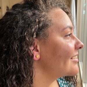 Recycled gold plated computer chip earbud, oorstekers