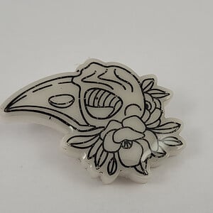 Vogel schedel bloem magneet