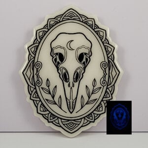 Vogel schedel glow in the dark muur decoratie