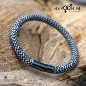 Armband van Textielsnoer - Zig Zag Grey