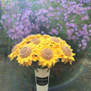 Gehaakte groet zonnebloemen