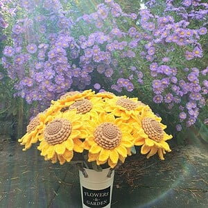 Gehaakte groet zonnebloemen