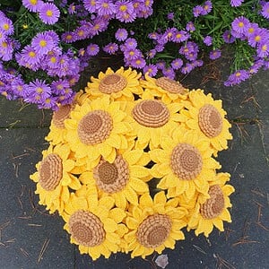 Gehaakte groet zonnebloemen