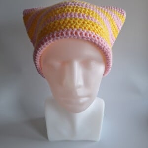 Gehaakte muts 'Baby pink & yellow'