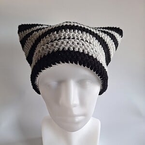 Gehaakte muts 'Black & light grey'