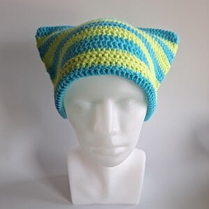 Gehaakte muts 'Lime & turquoise'