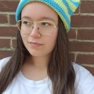 Gehaakte muts 'Lime & turquoise'