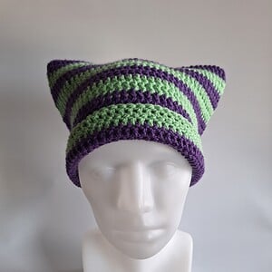 Gehaakte muts 'Purple & peppermint'