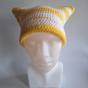 Gehaakte muts 'Yellow & white'