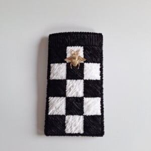 Geweven brillenkoker 'Black & white check'
