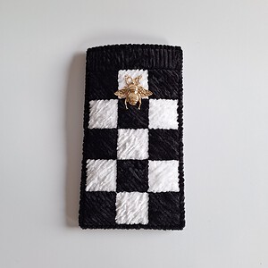 Geweven brillenkoker 'Black & white check'