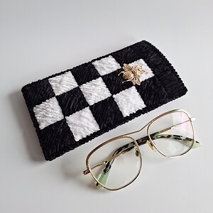 Geweven brillenkoker 'Black & white check'