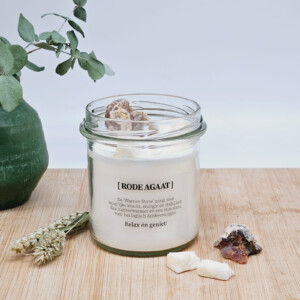 DIY pakket - Kaars met edelsteen en geurdecoratie - Rode Agaat