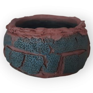 potsculpture in warme tinten, hand gemaakt, keramiek