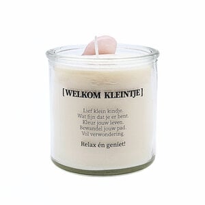 Geboortekaars met edelstenen - Welkom kleintje - meisje