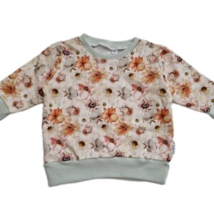 Trui- sweatshirt- bloemen-beige