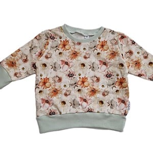 Trui- sweatshirt- bloemen-beige