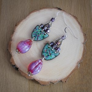 Impressionisme kunst geïnspireerde oorbellen "Monet waterlelie" met sterling zilver.