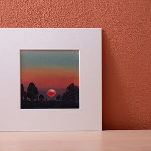 Klein schilderij zonsondergang