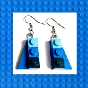 Lego oorbellen in Delfts Blauwe kleuren