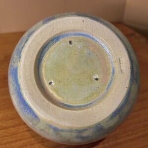 (Planten)potje keramiek lichtblauw gemêleerd handgedraaid 7x8,5cm