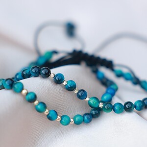 Prachtige armband met Blauwe Tijgeroog en 14 karaat geelgouden kralen