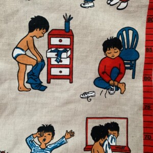 Ruime tas van vintage stoffen.