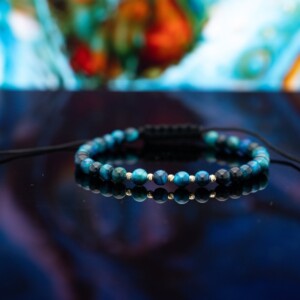 Tijdloze Armband met Blauwe Tijgeroog en 14 Karaat Gouden Kralen 2 mm, voor vrouwen en mannen, ideaal als cadeau