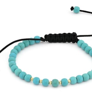 Turkoois armband met 14 karaat geelgouden kralen
