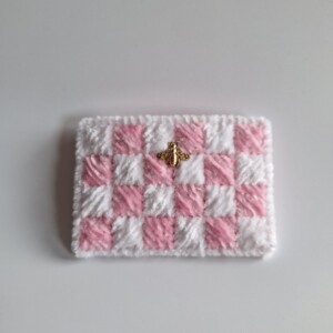 geweven pasjeshouder 'White & babypink'