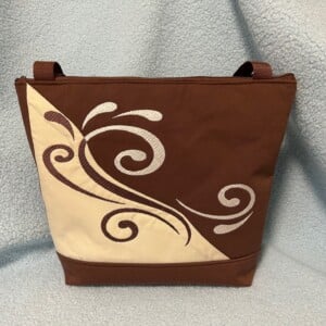 Bruin / beige tas met fantasie borduursel