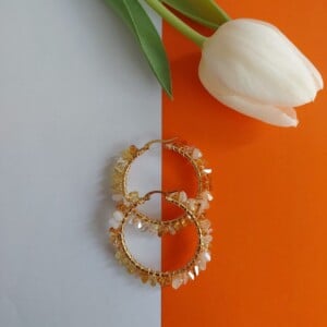 Amber Wire Wrapped Hoops