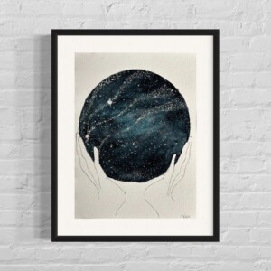 Waterverf schilderij lot in eigen handen “Holniverse”