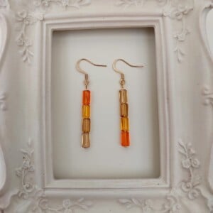 Asymmetrische amber ombre kristallen oorbellen