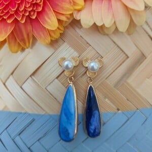Blue Freshwater Shell Drop Earrings