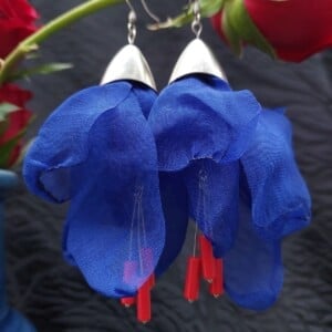 Cobalt Hibiscus Petal Earrings