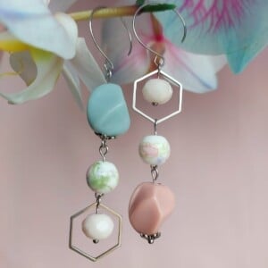 CottonCandy Asymmetrical Dangle Earrings - Platinum