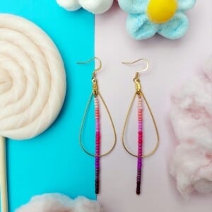 Electric Purple Teardrop Earrings Gold Lavender