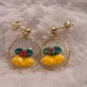 Gingel Bell Resin gele Resin ronde goude oorbellen