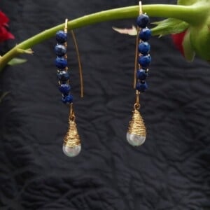 Lapis Lazuli & Pearl Drop Earrings