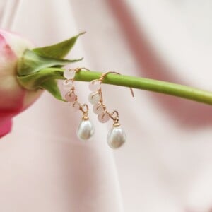 Malaysia Jade & Imitation Pearl Drop Earrings - Small