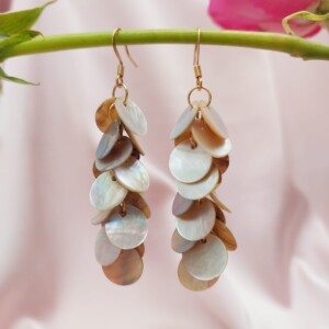 Mother of Pearl Cluster Dangle Earrings