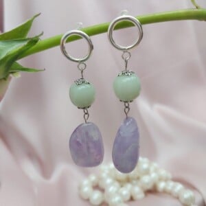 Natural Amethyst Mint Drop Earrings