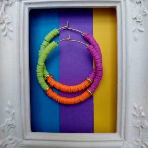 Neon Heishi Hoops