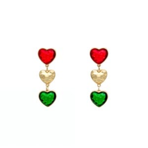 Origineel ontwerp | Trio Hart Drop Oorbellen | dik 18k verguld