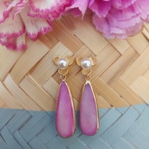 Pink Freshwater Shell Drop Earrings