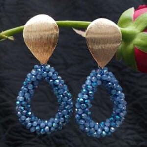 Shimmer Teardrop Dangle Earrings - Blue